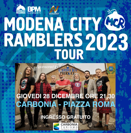 locandina del concerto dei Modena City Ramblers a Carbonia nel sud ovest Sardegna